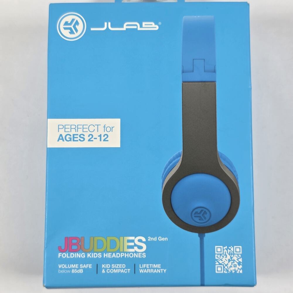 JLab JBuddies Gen 2 Folding Kids Wired Headphones, Blue / Gray J Lab J Buddies